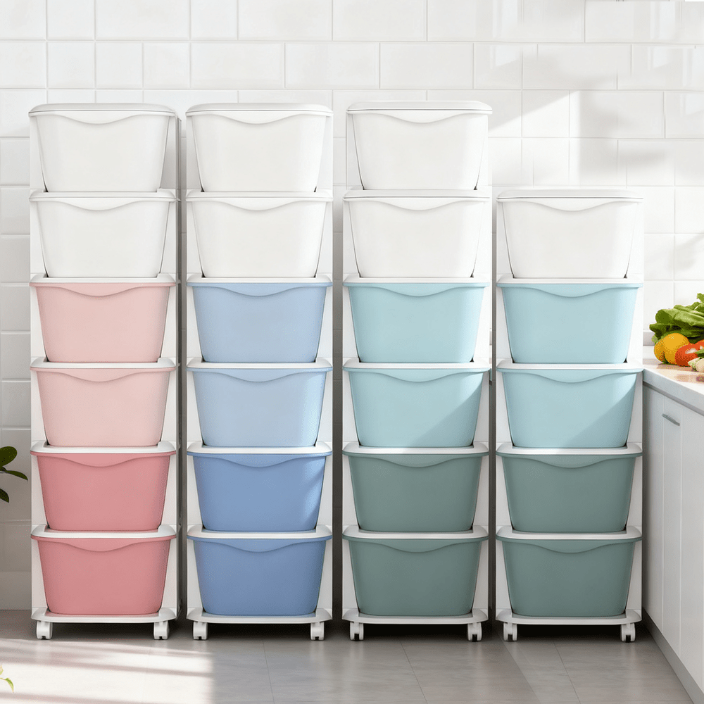 5/6-Layer Drawer Storage Rack with Universal Wheels