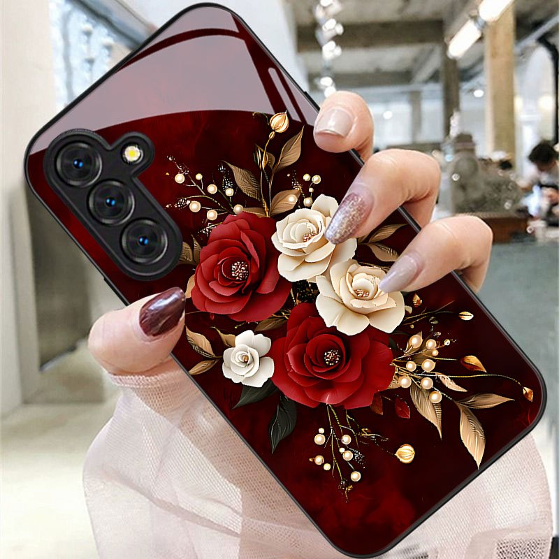 TEMU Rose Bouquet Pattern Phone Case For Galaxy S9+/s10/s20+/s20 Ultra/s21 5g/s21+/s22/s23 Plus/s24 Plus/s25/s25 Edge/note 9/note 10/note 10+/note
