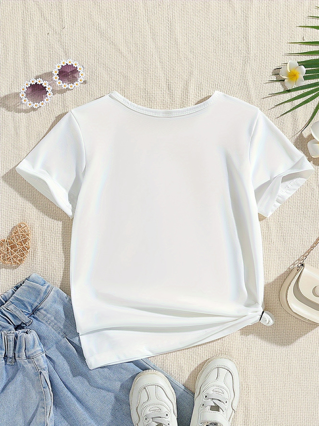 Girls' Casual Short-Sleeved T-Shirt with Random Prints