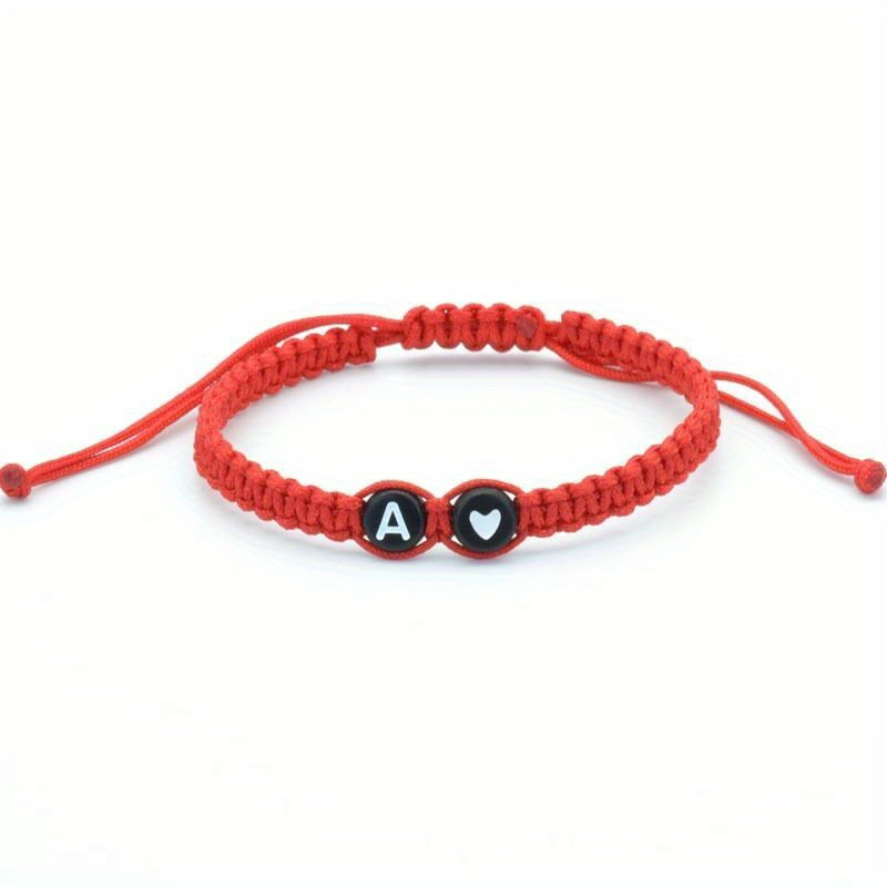 Adjustable Braided Couple Bracelet Heart Letter Charms Red Rope