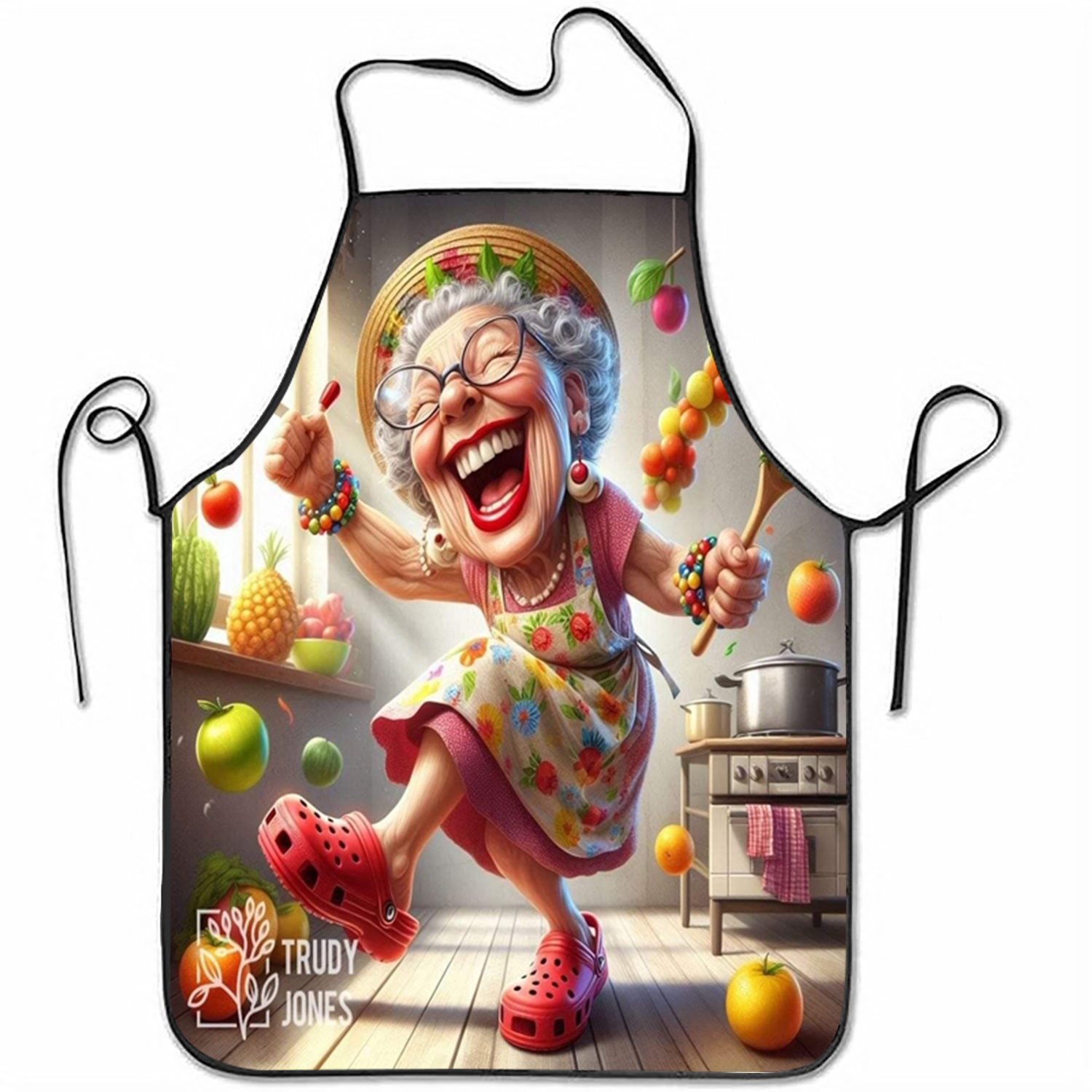 TEMU A Unisex 2d Design Cooking Apron Featuring A Grandmother , Available In Plus Size For Women, With An Apron Style Suitable For Kitchen Use,