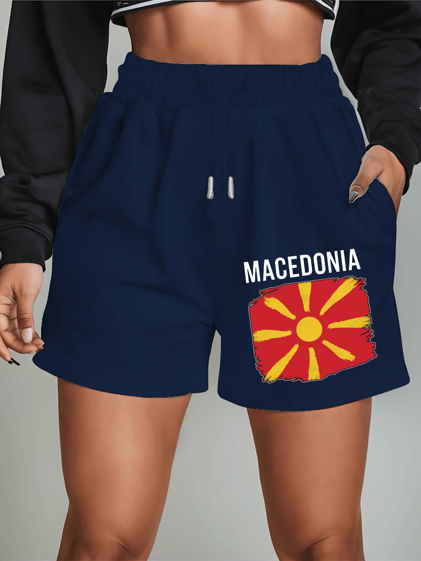 женски летни шорцеви со дизајн на знамето на   - лесни, провидливи средно долги плажни шорци за надворешна и секојдневна облека, модерни, прилагодлив појас, стилски и удобни материјали детали 14