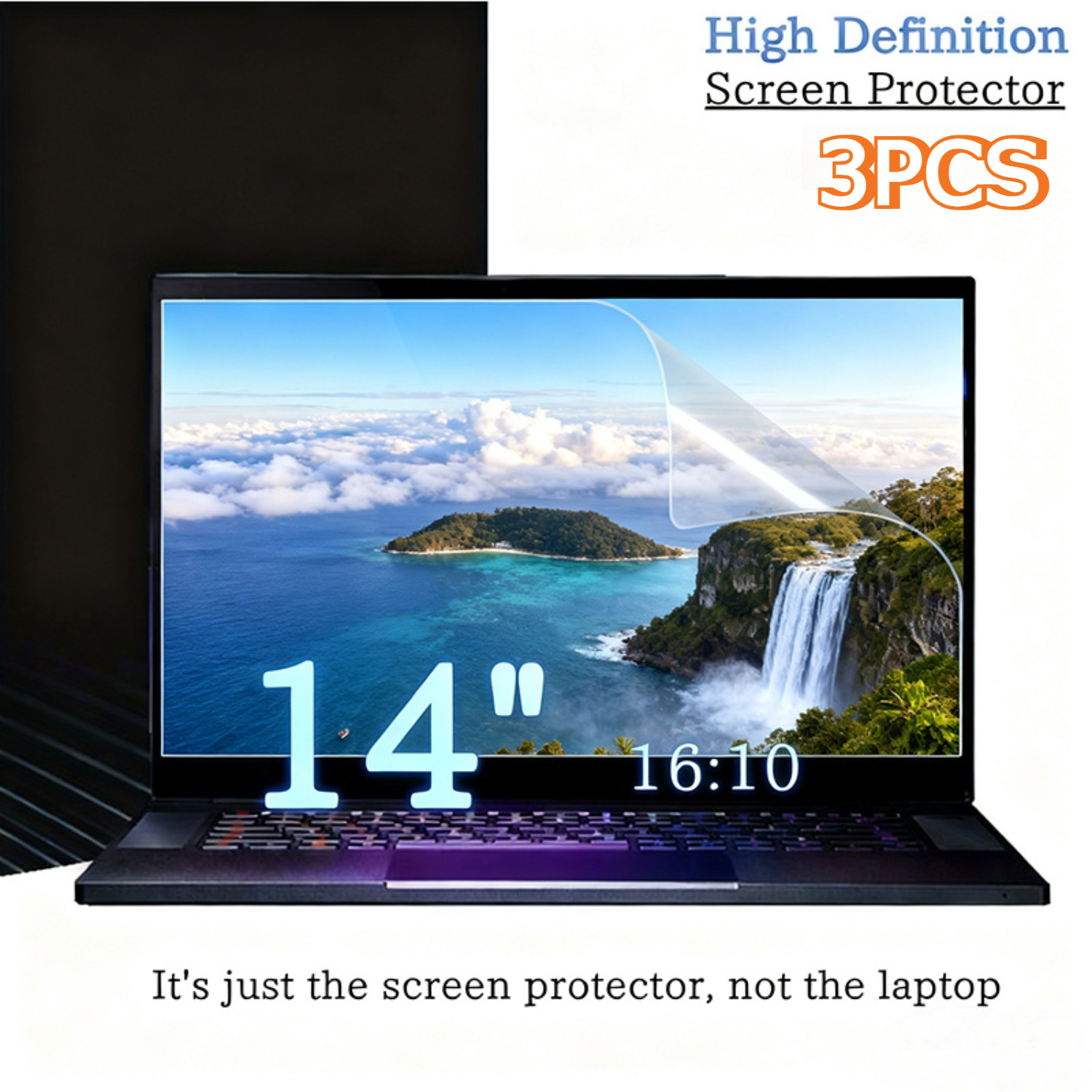TEMU 3pcs Set Of High-definition Screen Protectors For 14-inch Laptops, 16:10 Ratio, , Anti-fingerprint, Scratch-resistant, Pet Film Material,