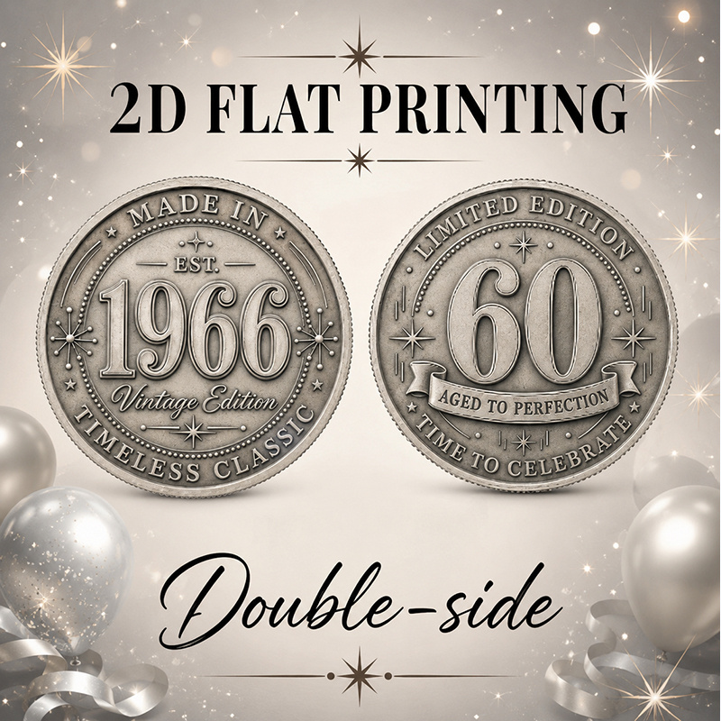 TEMU Replica Coin 1pc 1pcs '1966 Aged To Perfection 60' Commemorative Coin - 60th Birthday Gift Suitable For Men Women, Double-sided Collectible Coin