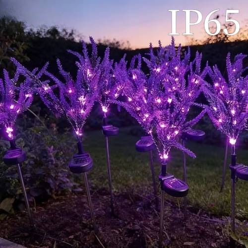 7 head purple solar lights outdoor landscape spotlights with light sensor for yard porch lawn wedding decor weather resistant solar yard decorations way lighting