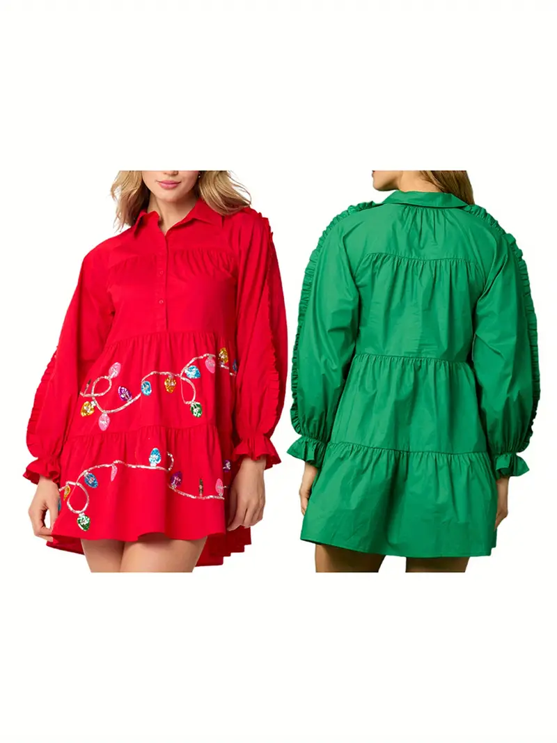 christmas party shirt dress All I Want For Christmas Is You Sequin Dress SEQUIN FANS