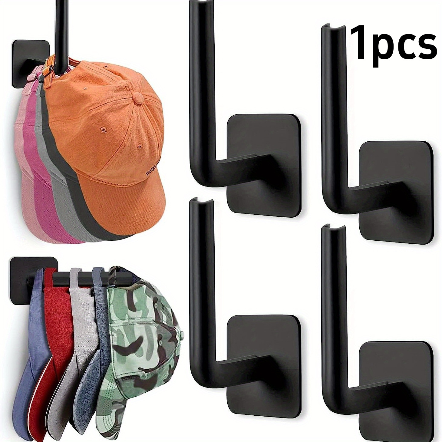 TEMU 1 Crochet Mural Autocollant pour Chapeaux, Clés, Serviettes - Perçage, Support Adhésif, Porte-Manteau Mural en Plastique Portable - Installation