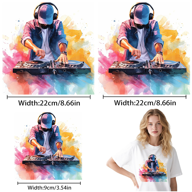 TEMU 3 Piezas de Calcomanías de Transferencia Térmica de Definición, Parches de Planchado DIY, Diseños Pintados para Festivales de DJ, Fácil