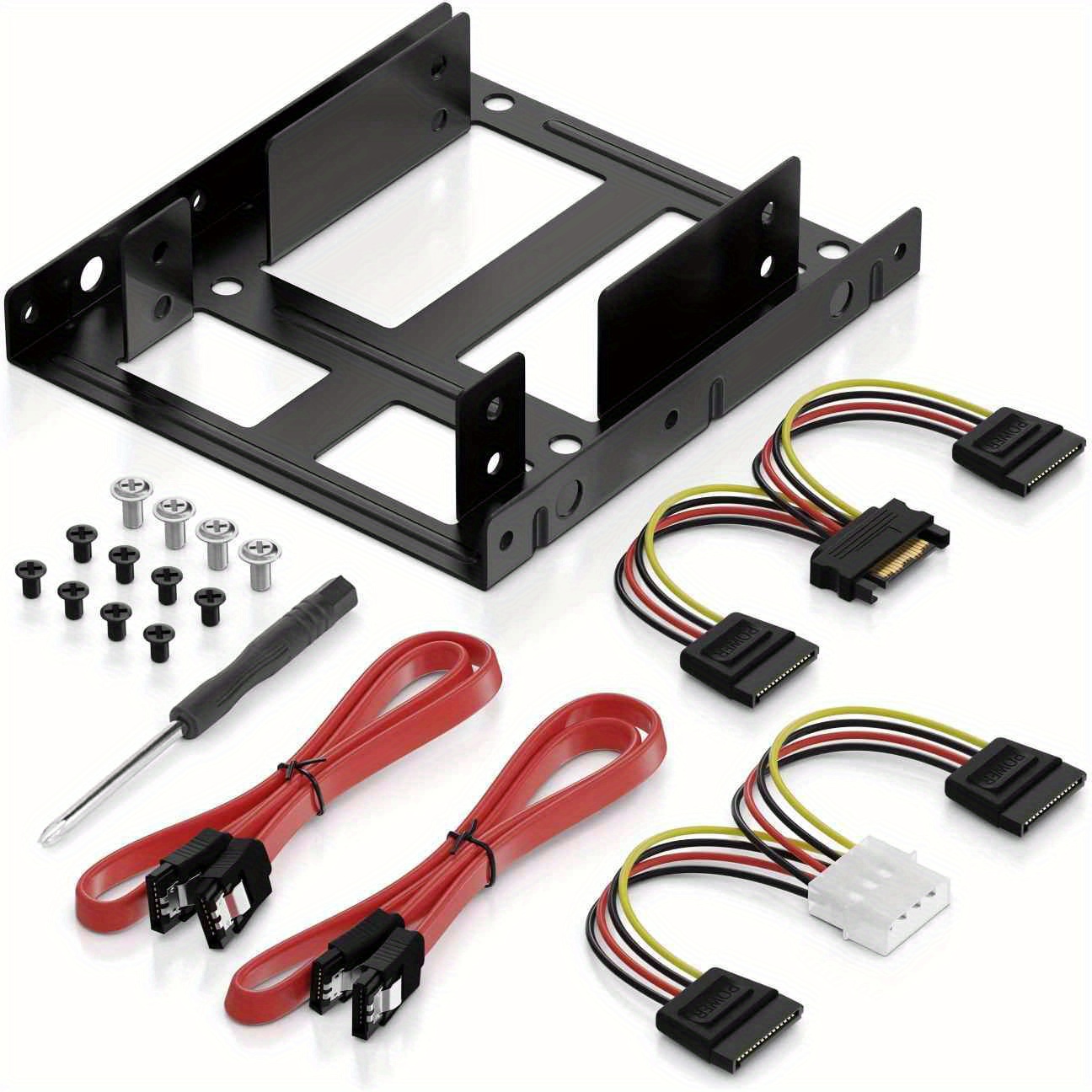 LSKF-094 2.5-Inch SSD/HDD Mounting Kit -   Installation Hard Drive Rack with Adjustable Brackets & Cable  , Compatible with All PC Cases, Durable Construction for Space-Saving Storage Solution (No Screws/  Required),  ,   Materials, It Professionals, DIY Enthusiasts