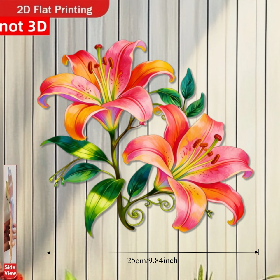 TEMU Panneau mural plat 2D, 1 pièce, fleur - Panneau en acrylique encadré pour patio, salon - Décoration Art déco moderne avec cadre pour extérieur,