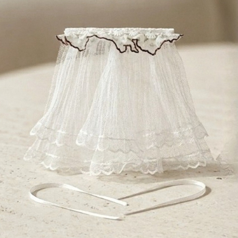 TEMU 1 Set Mini Scene Dollhouse White Pleated Mesh Transparent Curtains, Double-layer Pleated Lace Edge Mini Curtains, With Retro Lace Suitable For
