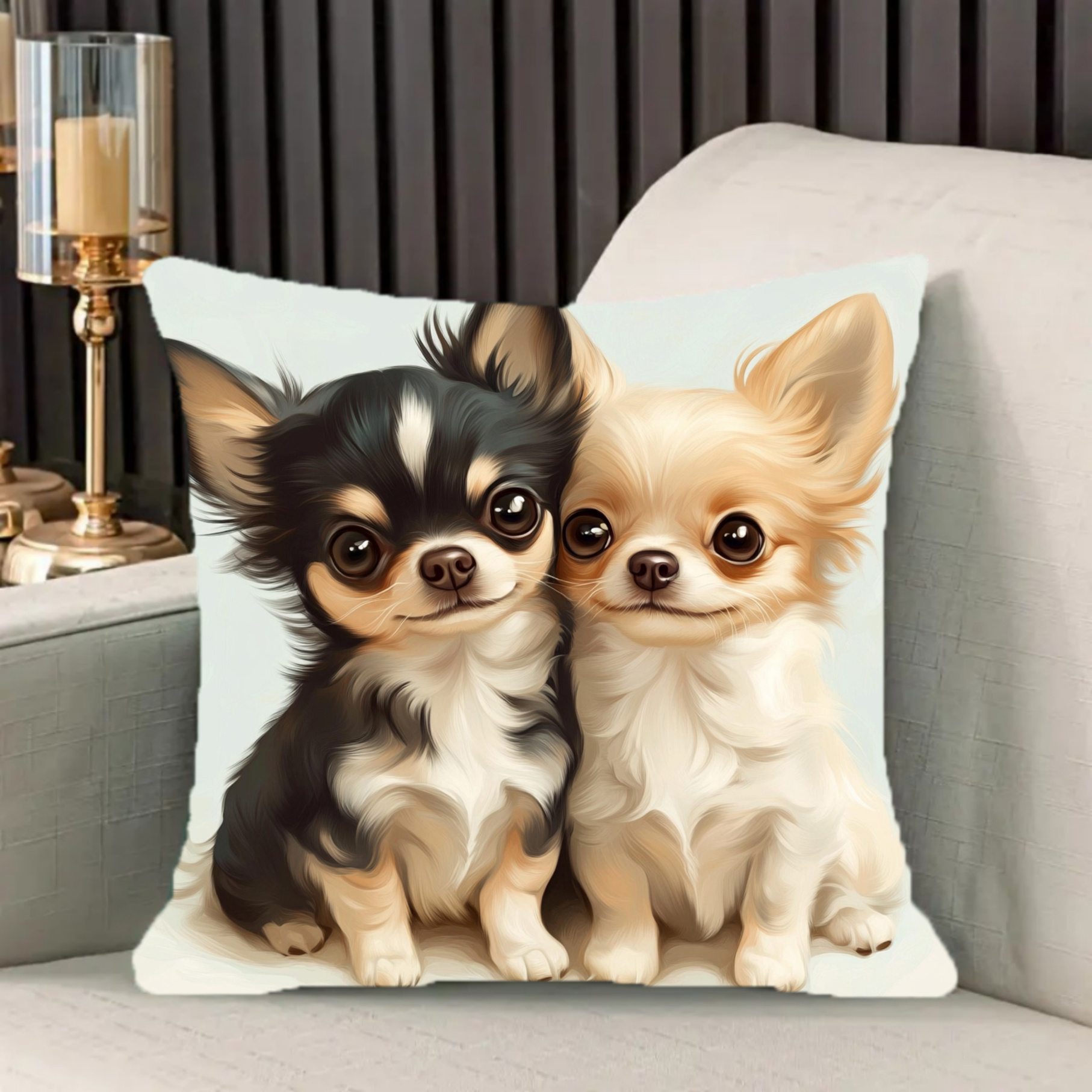 TEMU 1pc Of Pillowcase. Charming Chihuahua Polyester Throw Pillow Cover, Made Of Soft And Smooth Polyester Short Plush Fabric, Featuring A