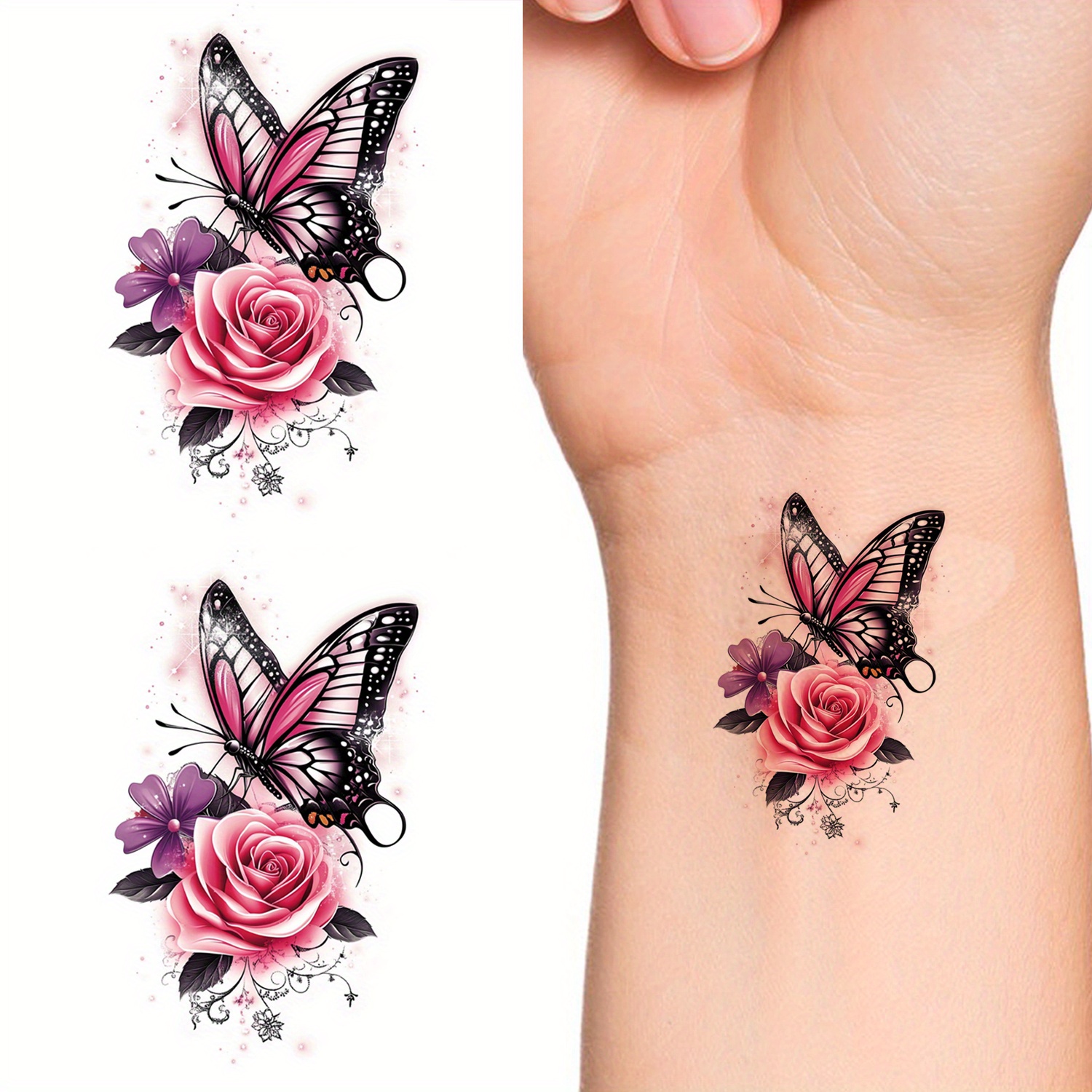 2 Sheets Of Elegant & Temporary Tattoos - Realistic Body Art Stickers For Parties, Decor & Favors, Ideal For