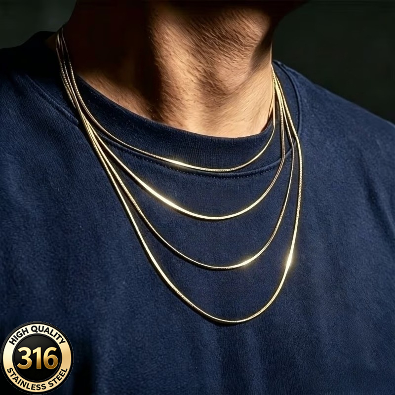 Women's 18K Gold Plated Snake Bone Chain Necklace, Stackable