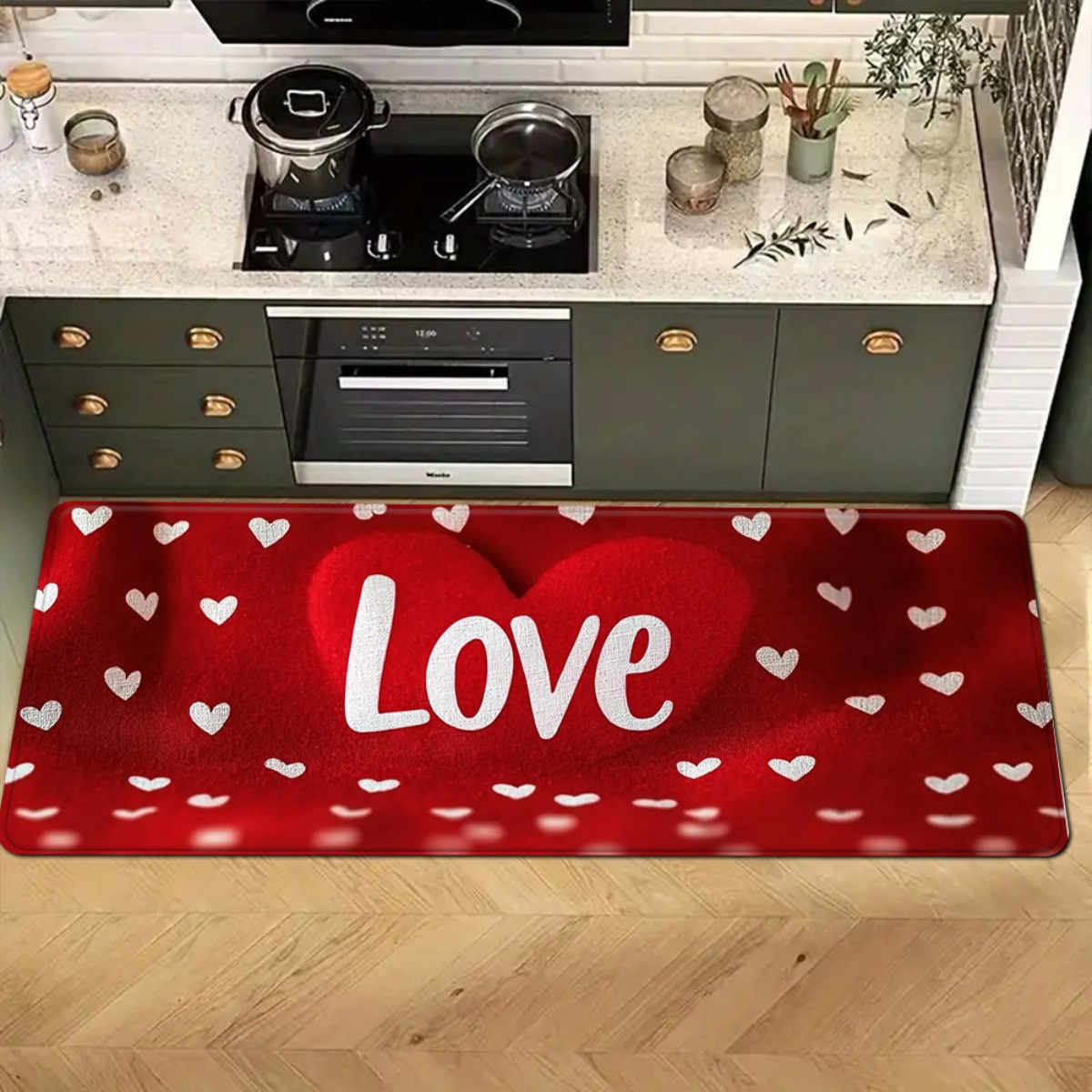 TEMU 1pc, Warm Red Mats - Plush And Comfy Love-inspired Floor Coverings For Your House, Ideal For Settings.