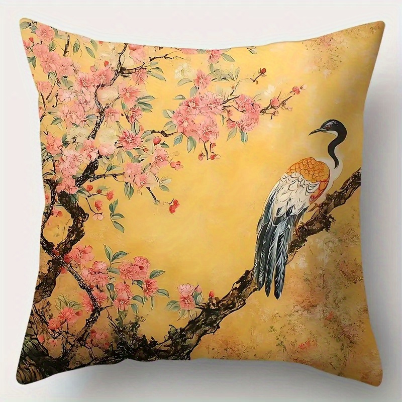 4pcs 2d flat   sided print non embroidered floral and bird short plush pillow covers machine washable suitable for everyday valentines day mothers day   halloween thanksgiving christmas holiday decorations 2d flat Product details 7