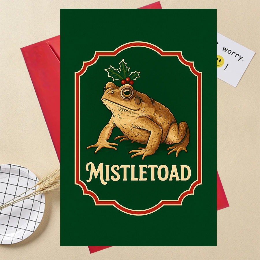 TEMU Une carte de Noël humoristique représentant un gui, idéale pour et , parfaite pour les vœux de Noël et un cadeau unique pour des animaux, idéale