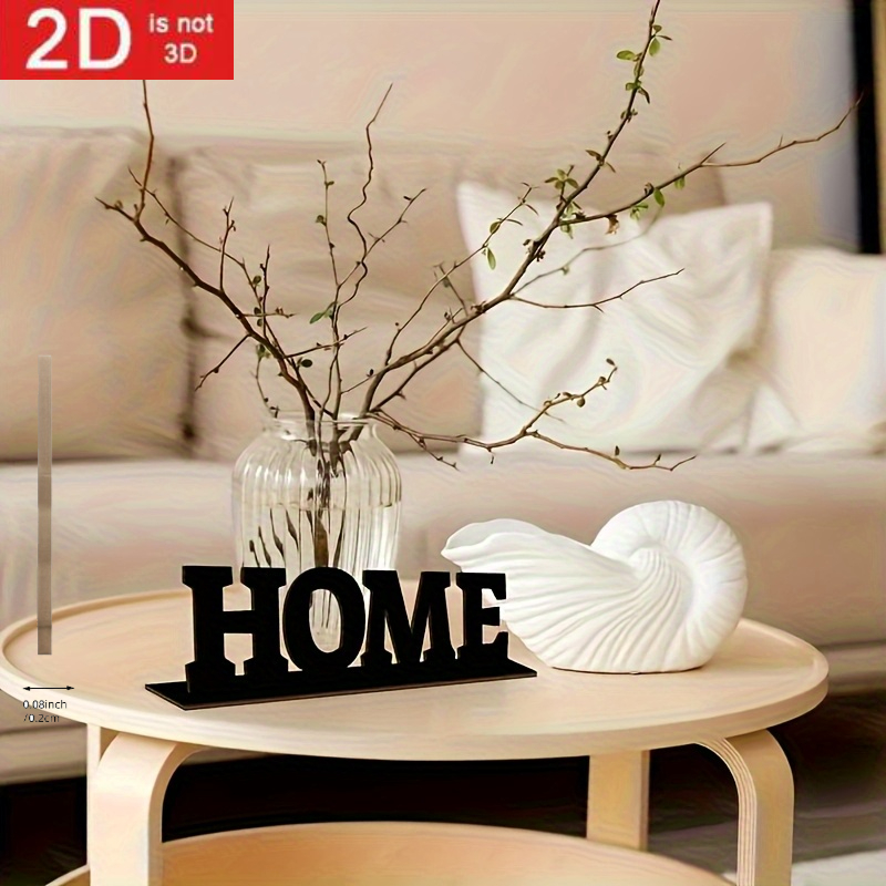 TEMU 2d Flat - 1pc 2d Flat Thick Wooden "home" Sign | Multipurpose Decorative Plaque For Tabletop, Bedroom, Living Room, Black Wooden Block Letters,