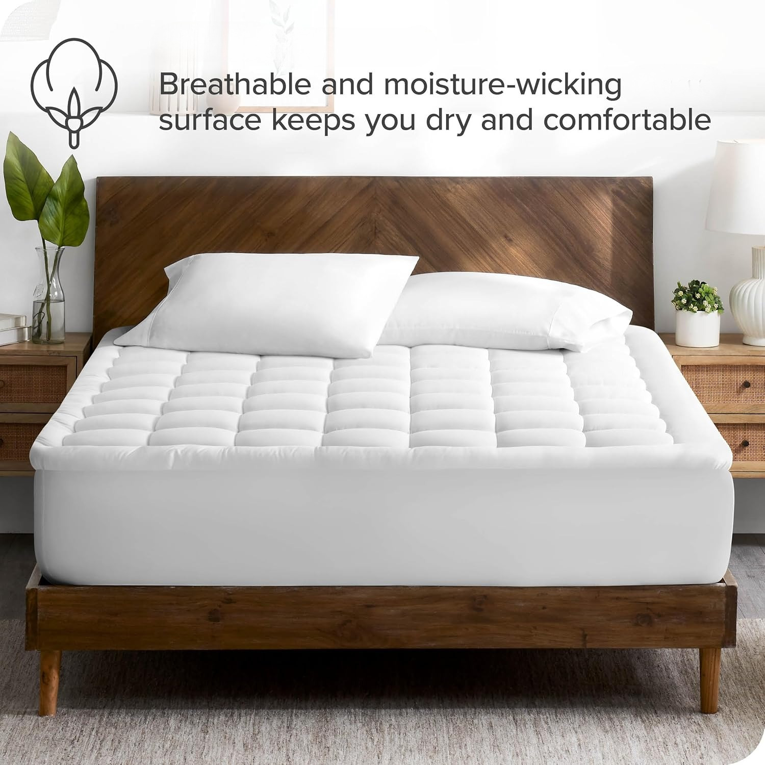 

Mattress Topper - Fitted Mattress Cover - Cooling Flow - 8" To 21" Deep Pocket - Mattress Pad Protector - Soft Noiseless Mattress Pad