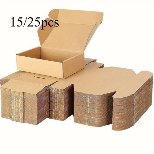 15/25pcs Small Corrugated Gift Storage Boxes Mailing Boxes - Durable And Sturdy, Suitable for Small Businesses, Crafts, Gift Packaging And Mailing, Perfectly Organize And Protect Your Items, Gift Wrapping Supplies, Design,