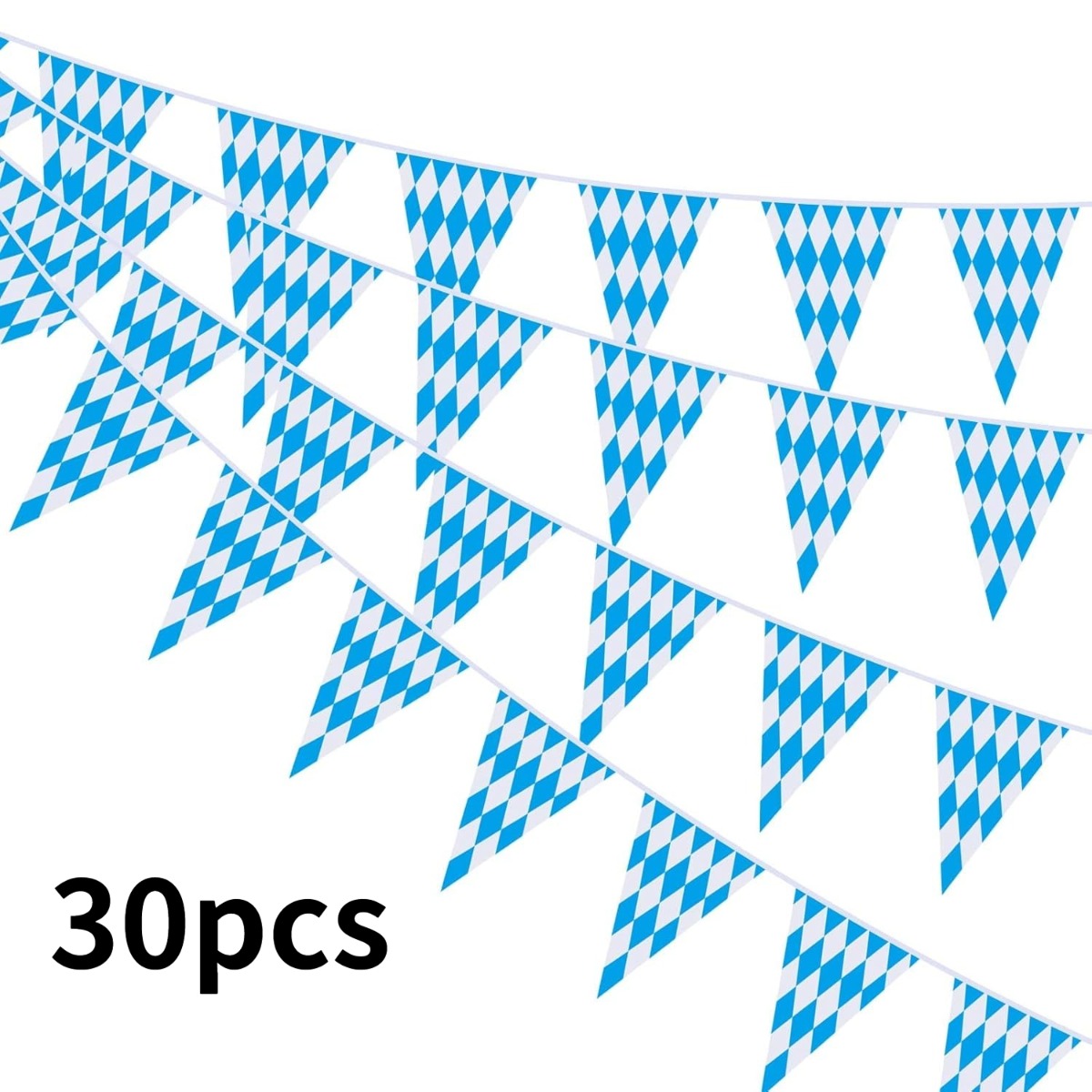 Image of 30pcs Pennant Flag Bunting For Oktoberfest Decorations, 30 Flags - 10m Oktoberfest Pennant Banner Double Side Flag For Bar Garden Decorations