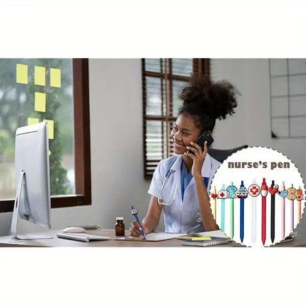 10pcs cute nurse pens, fun cartoon nurse pen, retractable gel ink pens, multi- functional writing tools for nurses, assistant students, woman gifts, nurse gifts, nursing student accessories, healthcare accessories, nurse station essentials, pens, themed writing instruments, reliable retractable mechanism, smooth writing tools, writing instruments, healthcare workers Product details 1