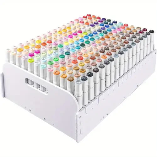 1pc adjustable marker organizer with dividers 204 slot white storage rack for art markers colored pencils brushes oil pens ideal for desk home classroom office decor