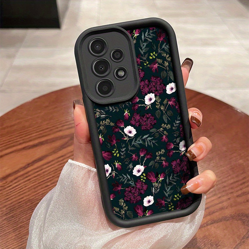 TEMU Dark Red Floral Fashion Pattern Mobile Phone Case For Galaxy A01/a02s/a03/a03s/a05/a10s/a11/a12/a13/a53 5g/a54 5g/a70/a71/a72/a73 5g/s20/s21/s22