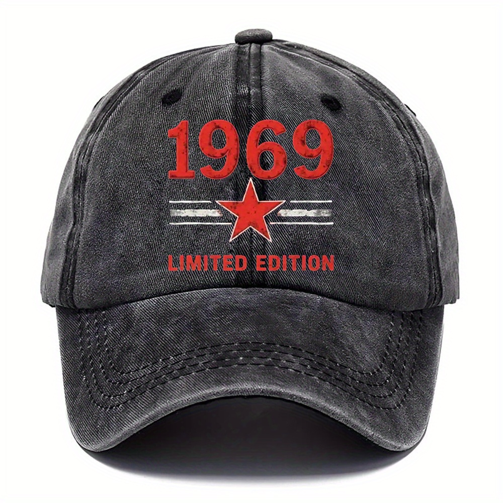TEMU Un gorro , un sombrero de béisbol estampado de 1969, gorro de papá, gorra de béisbol ajustable, adecuado para deportes, correr y golf, para
