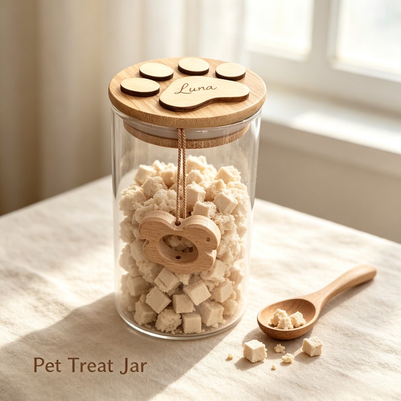 Customizable Glass Pet Treat Storage Vessel