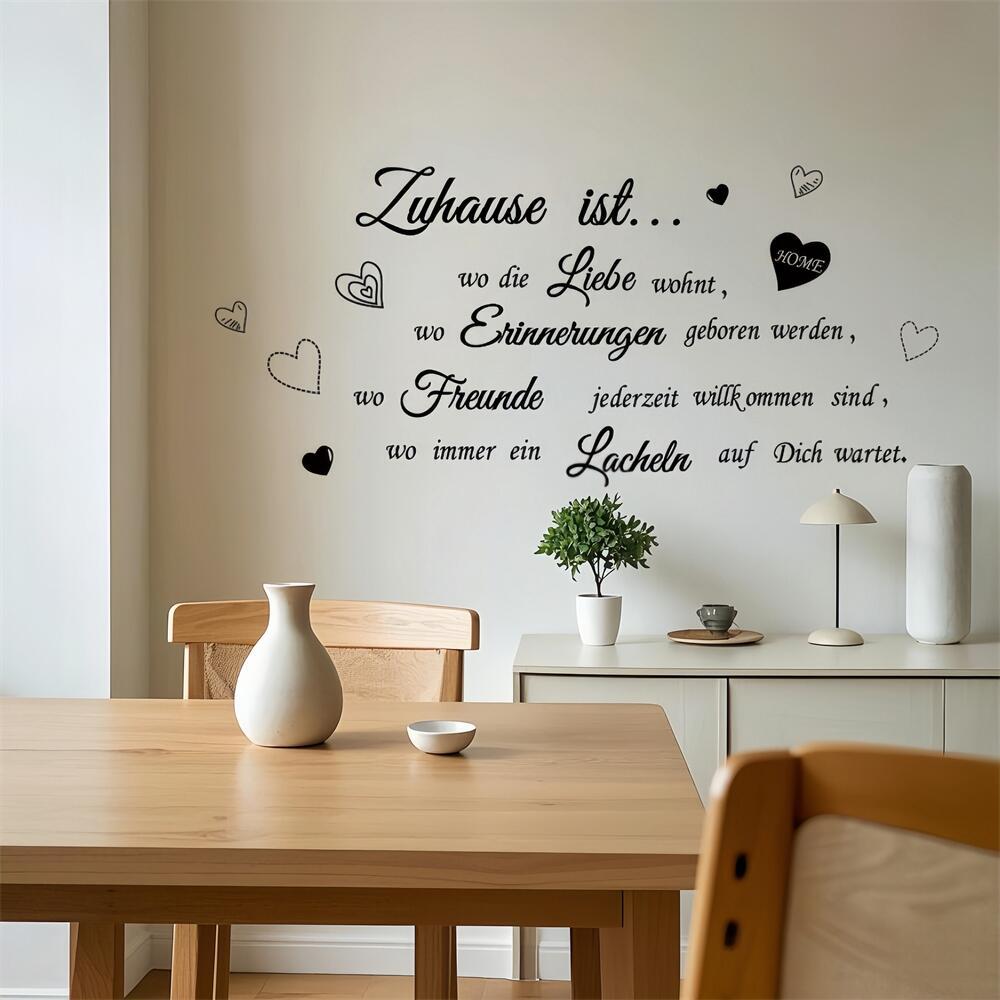 Image of 1pc Family Theme German Heart Pattern Wall Decals, Self-adhesive Pvc Stickers, 11.22inch*35.43inch, Living Room Kitchen Dining Room Backdrop Decor, Bedroom Bedside Decor, Full Home Decor