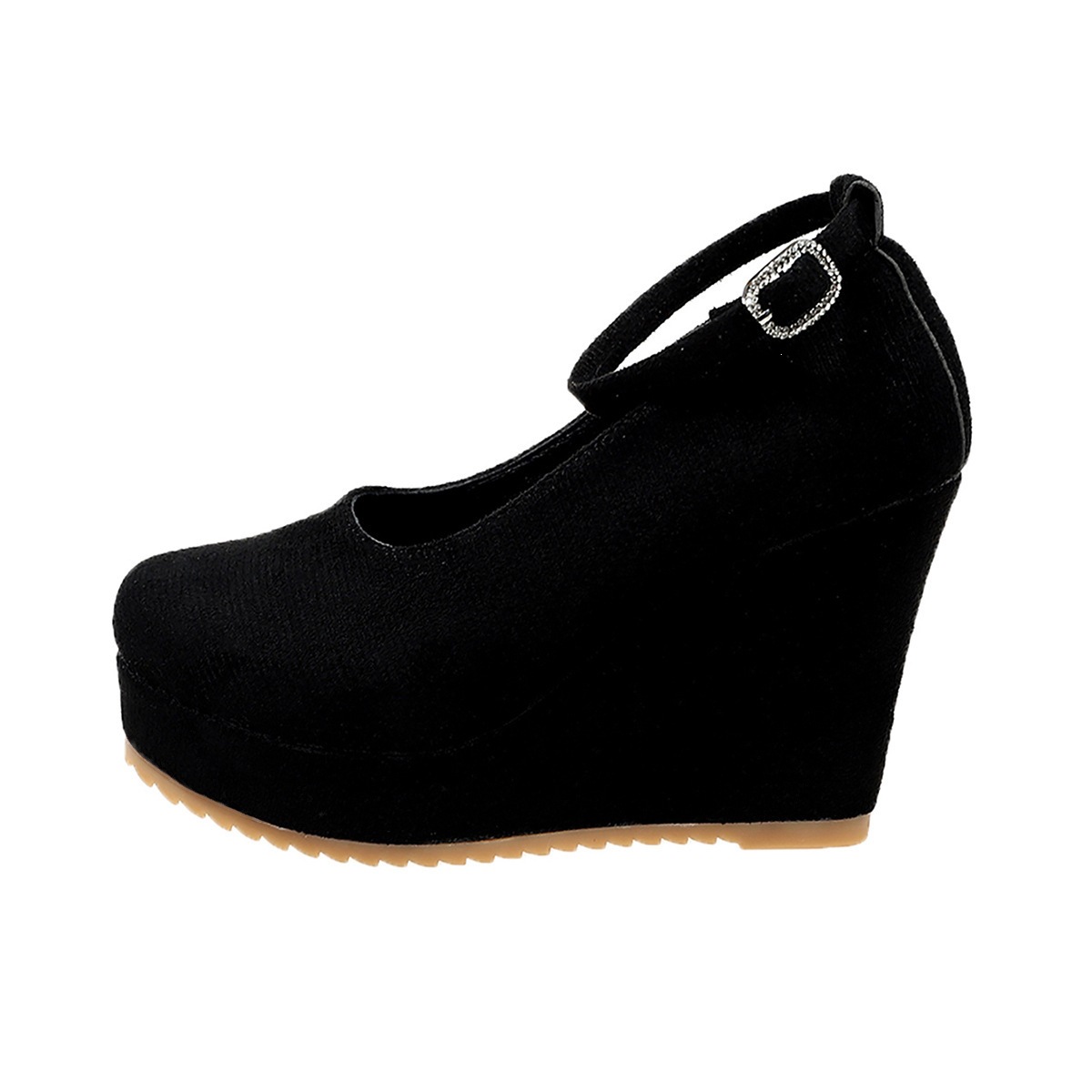Image of Size Spring And Autumn New Style Slope Single Shoes For Women, High Quality Platform, Fashionable Round Toe Super High Heels, Single Button Shallow Mouth Single Shoesn Trade Fabric, Women Shoes