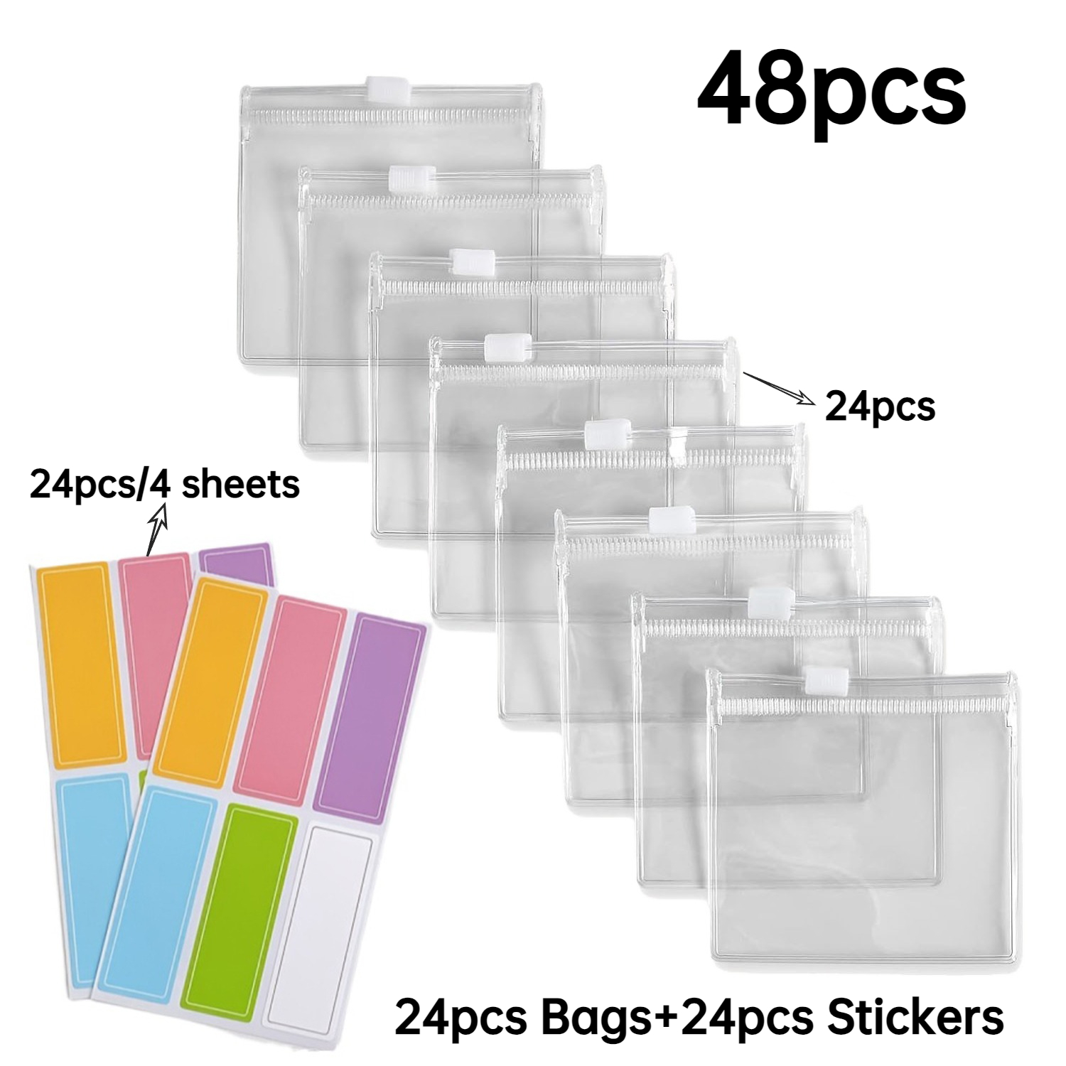 TEMU 48pcs Mini Practical Storage Bags And Stickers, Zipper Bag Set, Jewelry Storage Bags, Storage Bags And Travel Accessories 48pcs Storage Bags