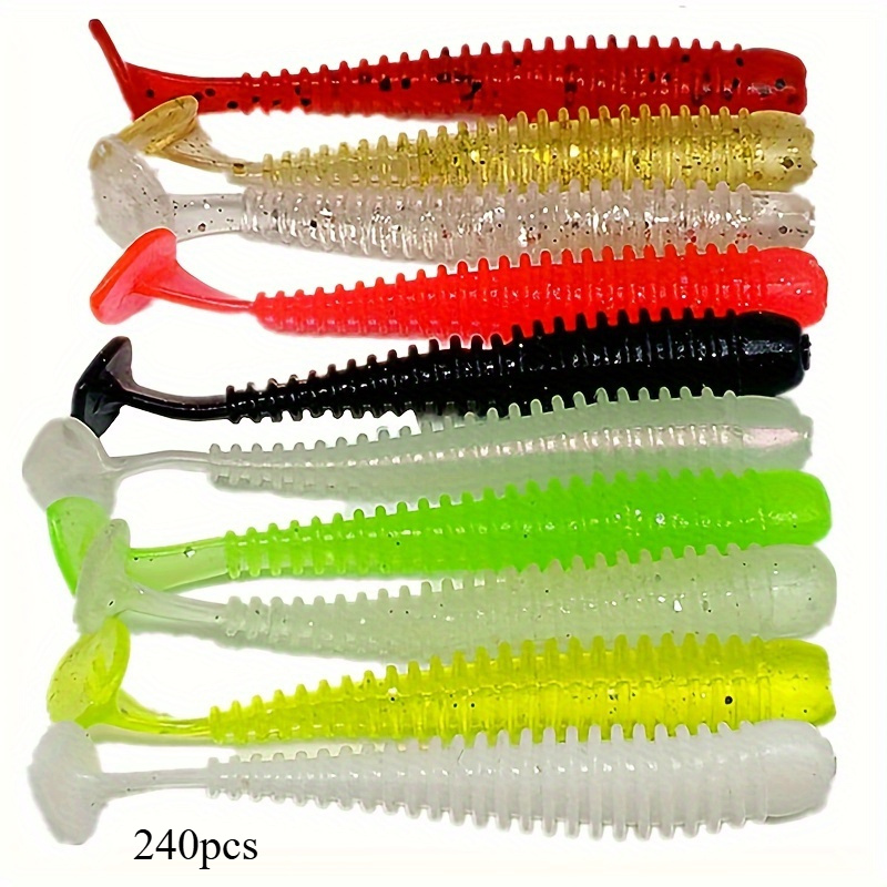 TEMU 240pcs Fishing Baits, Simulated Screw Tail Fishing Soft Lures, Fishing Lures Bait