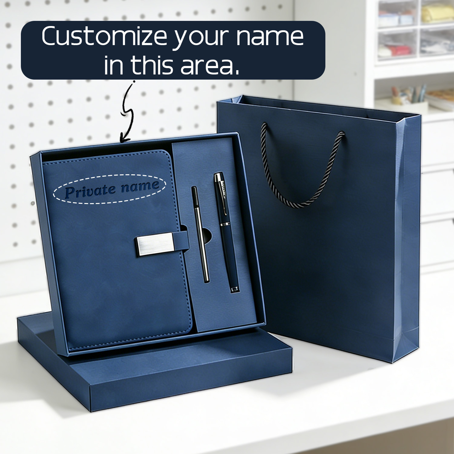 TEMU 1 Set Custom A5 Notebook Gift Box | Includes Metal Engraved Pen Name/logo Custom Smooth Writing Study Use | School Supplies | Back To School |