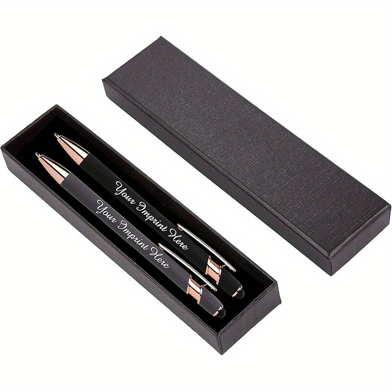 TEMU Personalized Custom Pen Gift Box Set - 2-pen Pen With Gift Box - Luxury Ballpoint Pen With Name Engraving, Unisex, Suitable For Parties,