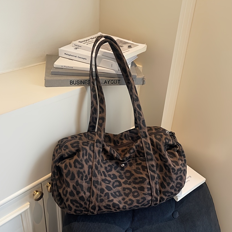 TEMU Borsa a spalla da donna con stampa leopardata, grande capacit�, facile, casual, per il shopping , borsa tote