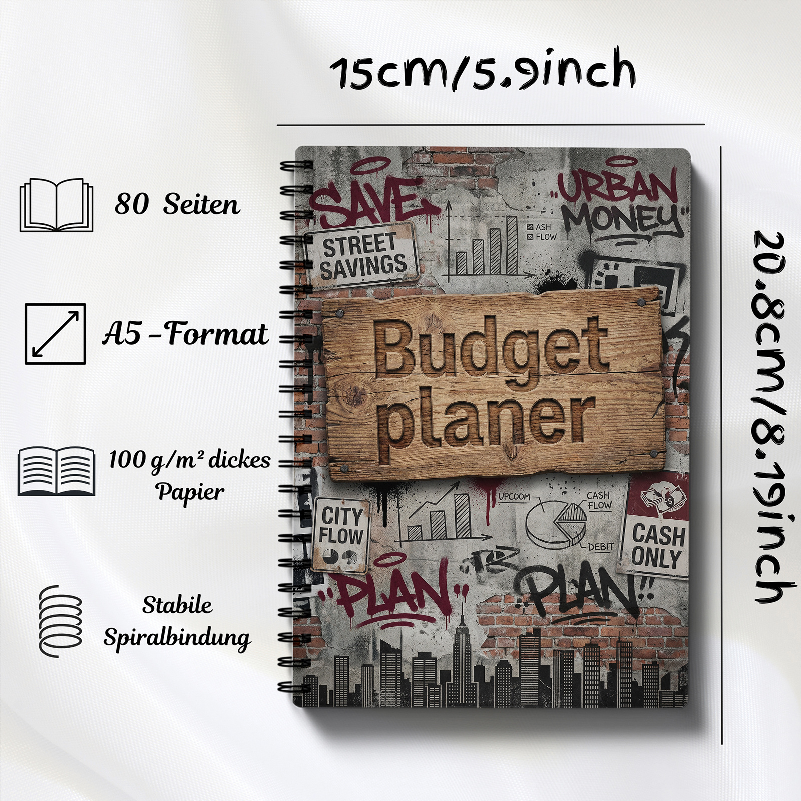 E-shop Deutsche Ausgabe 2026 Finanzplaner Spiralnotizbuch A5 – Buchhaltungsbuch in deutscher Sprache mit Ausgaben-Tracker, Rechnungsorganizer &