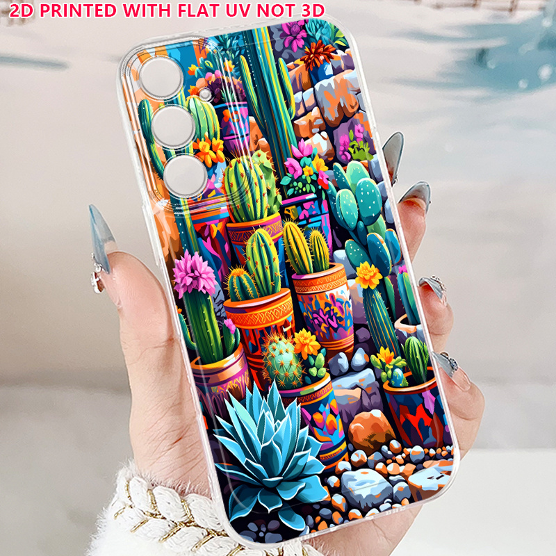 TEMU Phone Case: Cactus Garden Painted Potted Plant Pattern Phone Case, Suitable For Galaxy A02 A03s A04 A05s A06 A13 A14 A15 A16 5g A21s A22 A23 A24