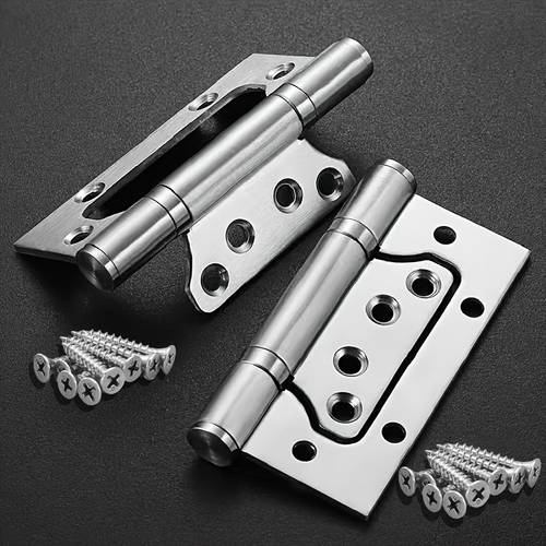 4pcs set of 4 inch heavy duty silent thickened stainless steel door hinges with 32 mounting screws capacity supports 360 rotation suitable for multiple and rust resistant with thick bearing silent closing