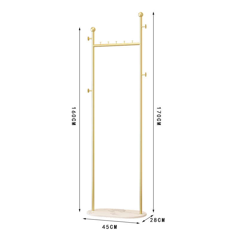 Golden Clothing Rack With Shelves, Golden Coat Rack Freestanding With Marble Base, Coat Hanger Hat Tree Standing Clothes Racks For Boutique, Bedroom