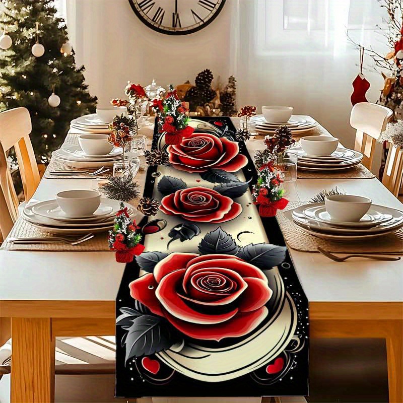 TEMU decorativas impresas con para mesa, mantel y destacan un tema romántico , adecuado para de comedor, cocinas, mesas de comedor, mesas de café de