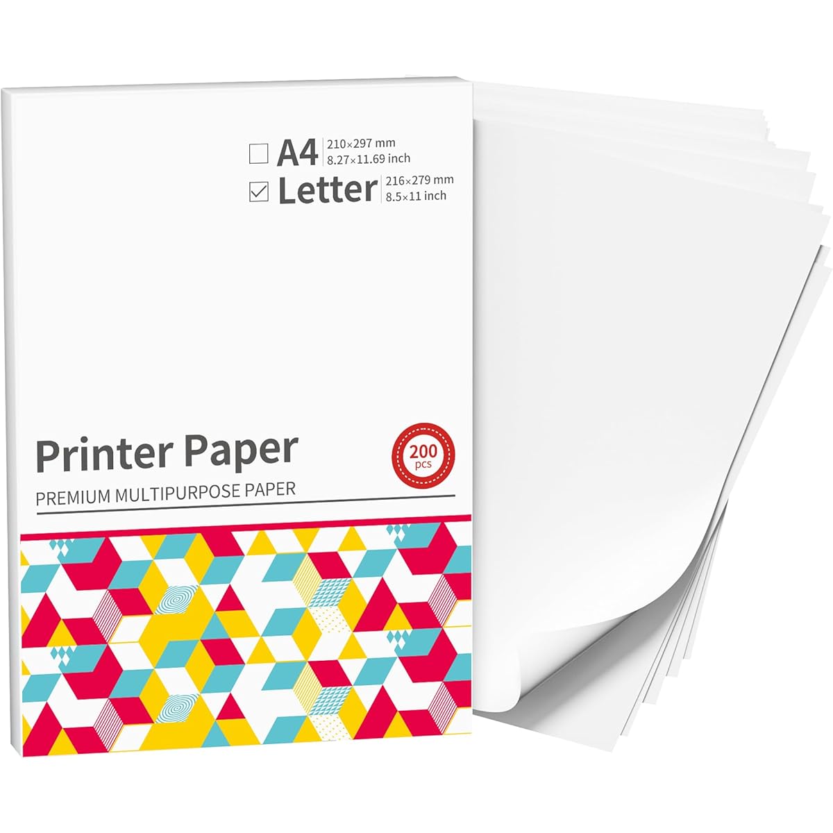 TEMU 200 Sheets 8.5"x11" White Glossy Multipurpose Copy Paper - Compatible With Phomemo P831 Mt800 Thermal Transfer Printer, Laser & Inkjet Printers,