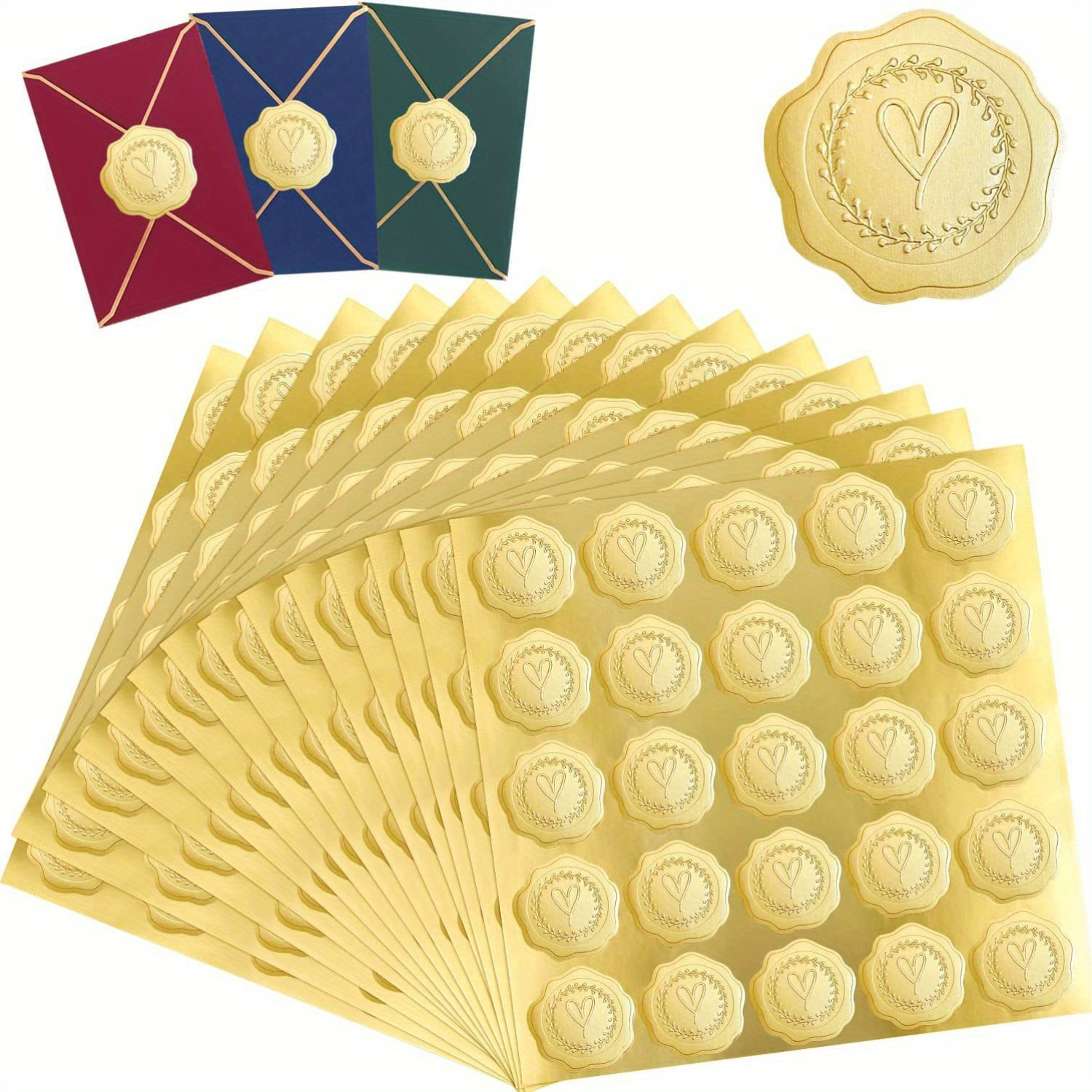 

Wax Seal Stickers - 50/100pcs, Self-adhesive Embossed Foil Envelope Seals For Wedding Invitations, Gift Wrapping & Scrapbooking - Christmas, Valentine's Day & Holiday Decorations