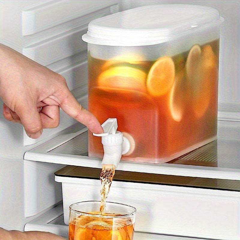 dispensador de bebidas plástico de   capacidade com torneira - chaleira para refrigerante adequada para geladeira para  ,  , infusões de frutas -   durável para cozinha e refeições, design elegante transparente | alça    