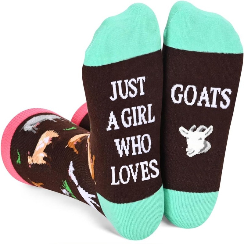 

Goat : 1 Pair Of Funny Goat-themed Crew Socks For Men - Breathable Polyester , Perfect Gift For Animal Enthusiasts