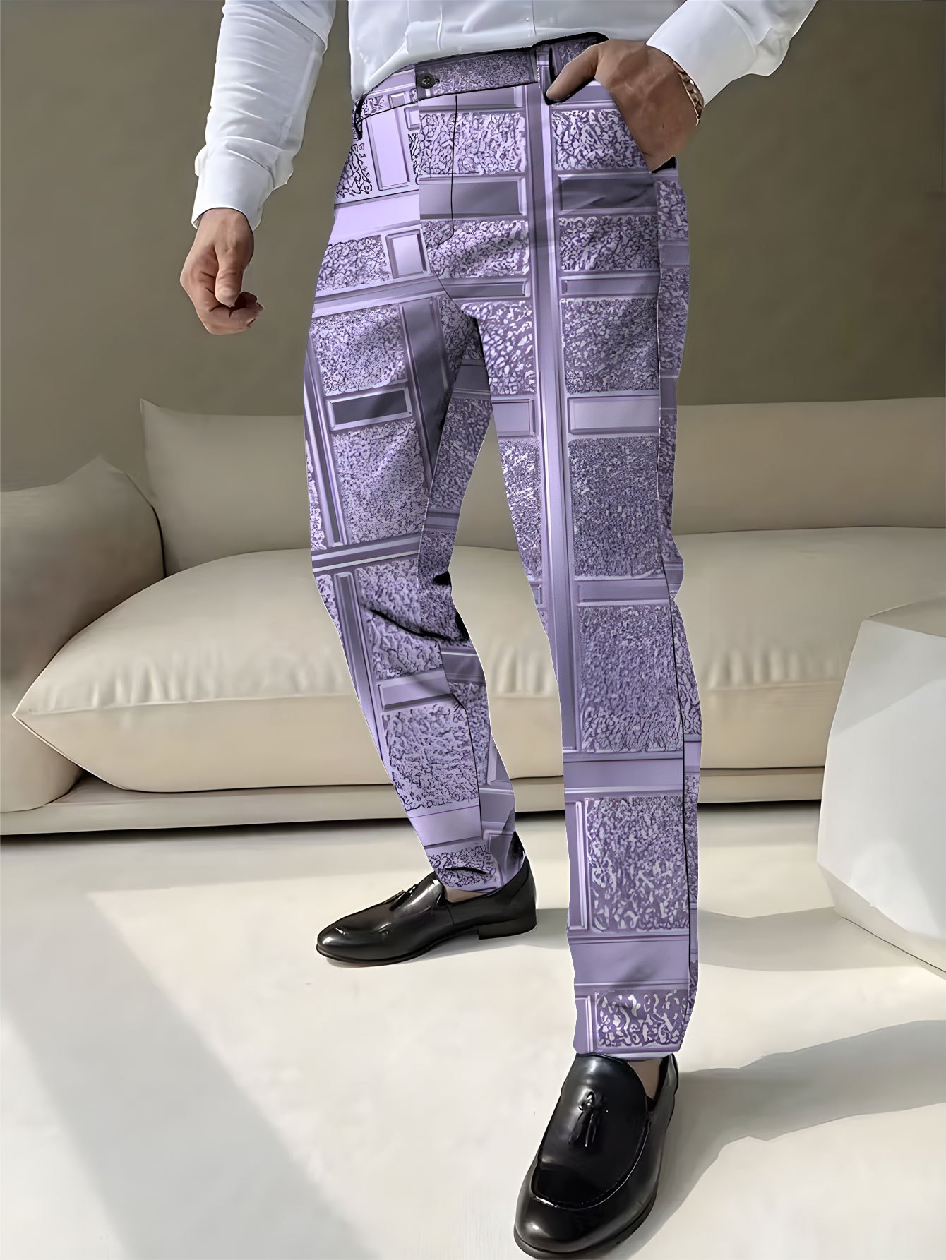 purple dress pants mens sold on Temu United States