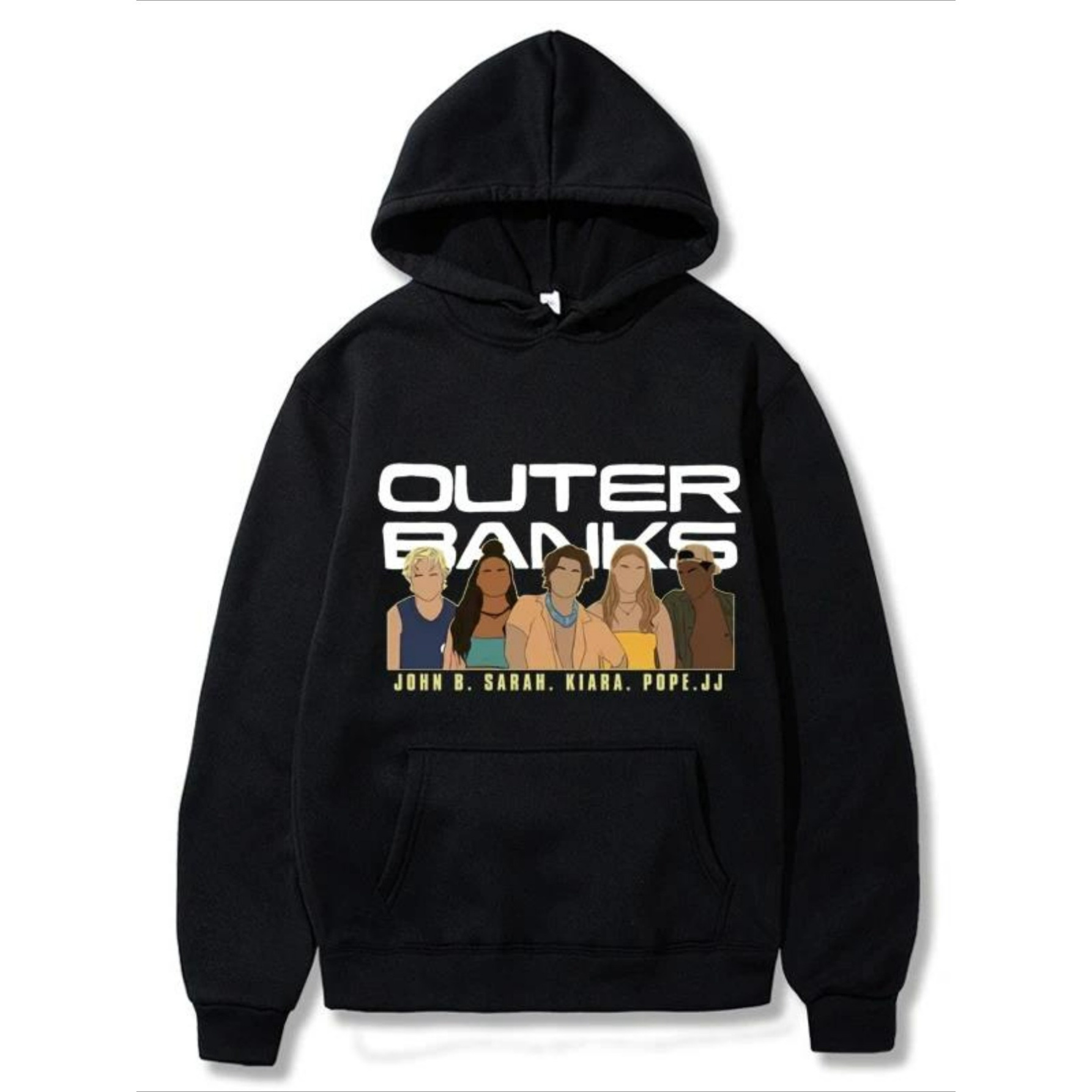 1pc Men's Outer Banks Graphic Hoodie - Cotton Blend, Long Sleeve Pullover with Alphabet Print, Regular Fit, Hooded Collar & Kangaroo Pocket - Casual Knit Fabric for Fall/Winter, Machine Washable