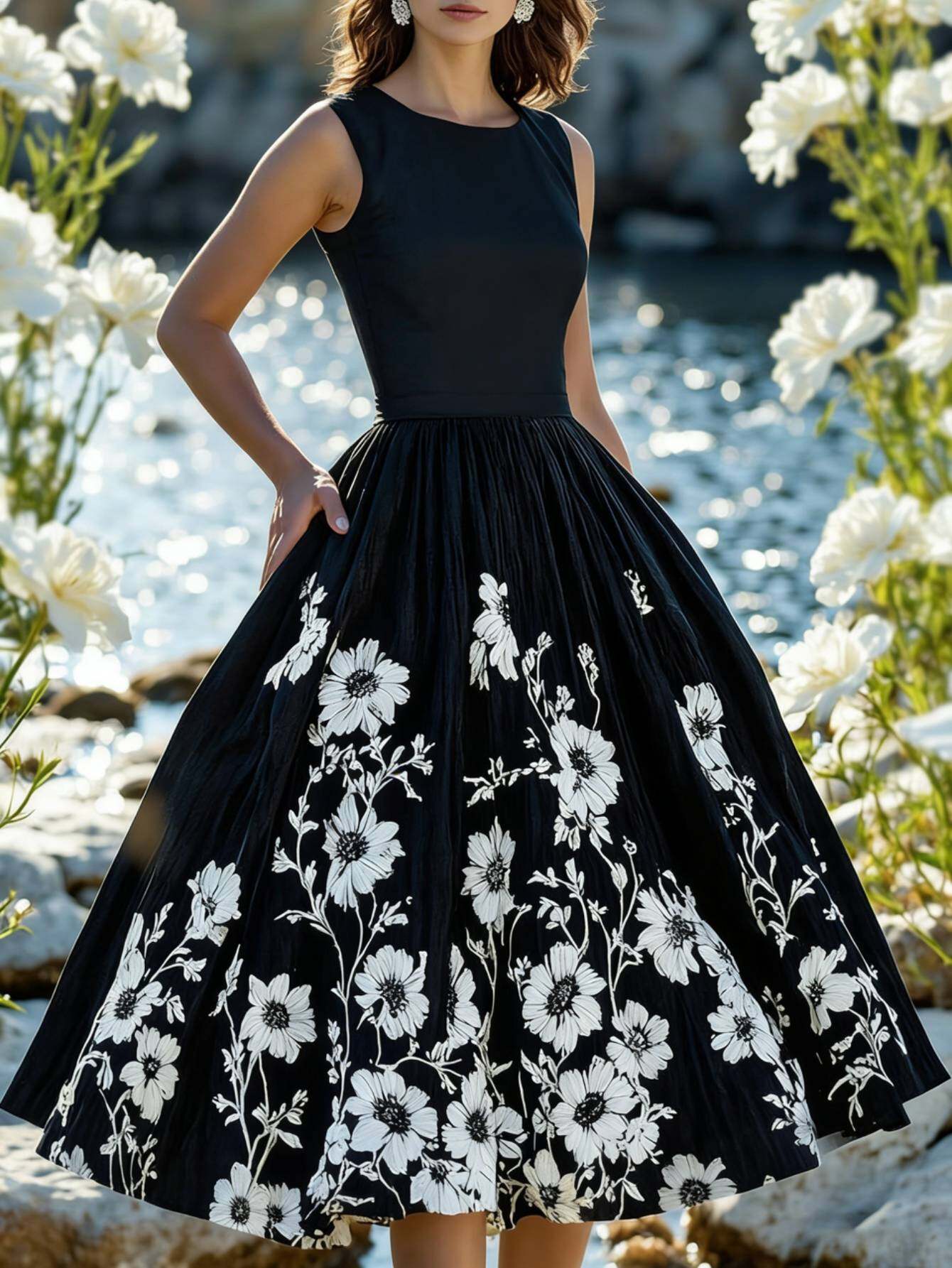 slim fit dress slacks Alisha Coquette Contrast Fit and Flare Mini Dress • American Threads Contrast / S main image 0