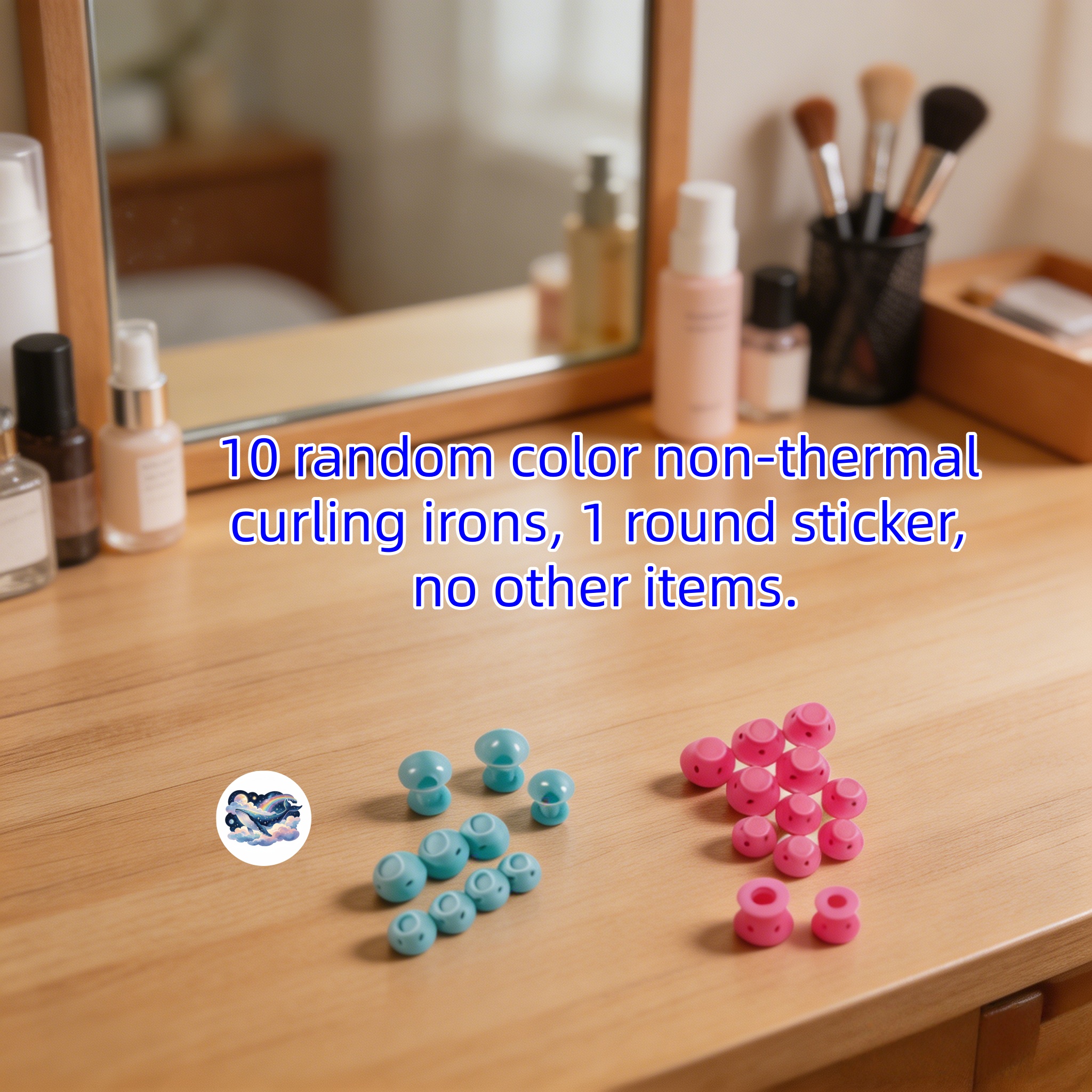 TEMU 10 Random Color Non-heat Curlers + 1 Round Sticker. Suitable For All Hair Types - Non-heat Curlers For Styling And Permanent Curls